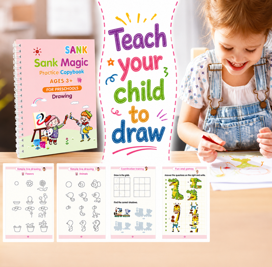 CoCokart Magic Practice Copybook Set ( 4 REUSEABLE BOOKS + 10 REFILL + PEN )
