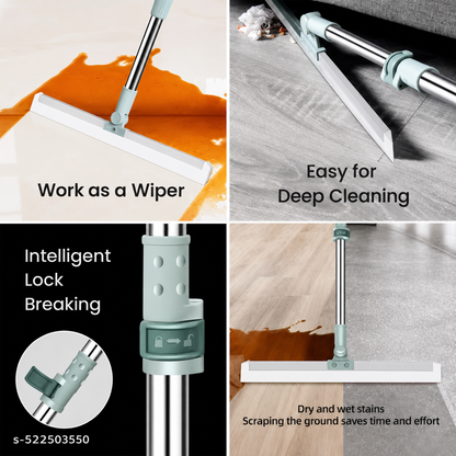 Heavy Duty Magic Broom Silicone Floor Wiper–Premium Floor Squeegee with Stainless Steel Extendable Handle